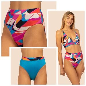 NWT TRINA TURK RIO Reversible High Waist Bikini Bottom, size 14